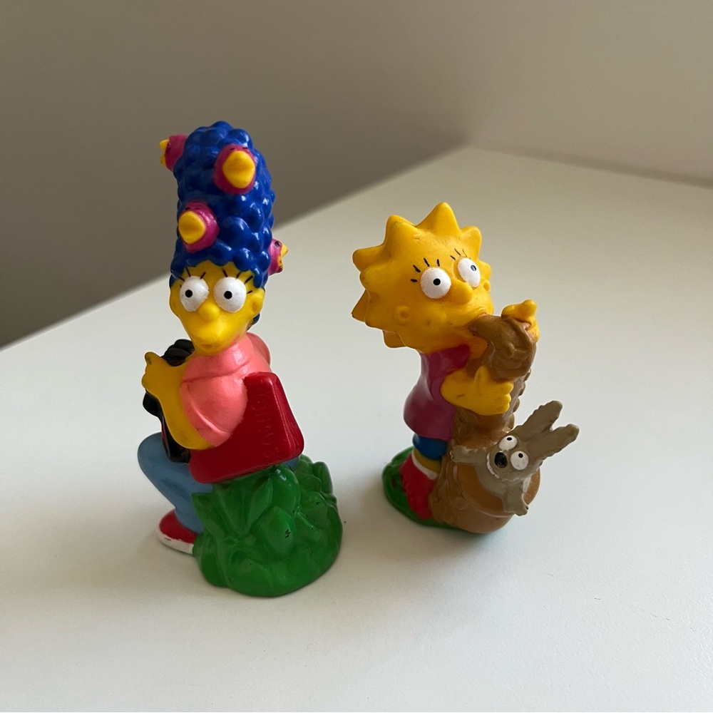 SET (2) 1990 Simpsons Go Camping - Burger King Figures | Marge + Lisa Toys